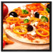 Köstliche Pizza aus Italien auf Leinwandbild Quadratisch gerahmt Größe 60x60