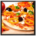 Köstliche Pizza aus Italien auf Leinwandbild Quadratisch gerahmt Größe 70x70