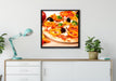 Köstliche Pizza aus Italien auf Leinwandbild gerahmt Quadratisch verschiedene Größen im Wohnzimmer