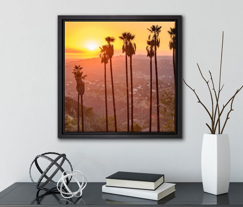 Blick auf Hollywood  auf Leinwandbild Quadratisch gerahmt mit Kirschblüten