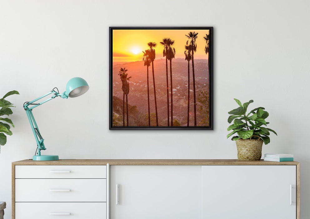 Blick auf Hollywood auf Leinwandbild gerahmt Quadratisch verschiedene Größen im Wohnzimmer