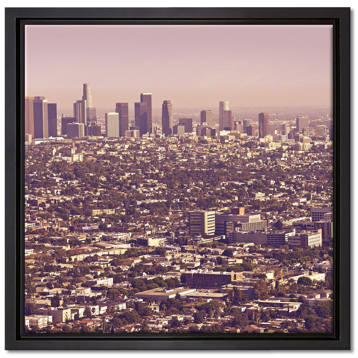Skyline von Los Angeles auf Leinwandbild Quadratisch gerahmt Größe 40x40