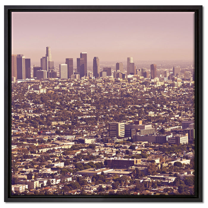 Skyline von Los Angeles auf Leinwandbild Quadratisch gerahmt Größe 60x60