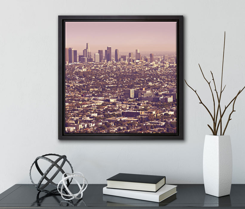 Skyline von Los Angeles  auf Leinwandbild Quadratisch gerahmt mit Kirschblüten