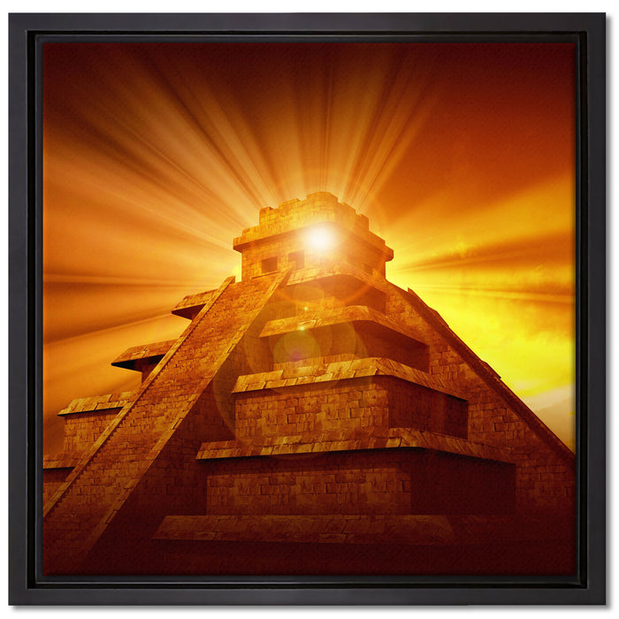 Prächtige Maya Pyramide auf Leinwandbild Quadratisch gerahmt Größe 40x40