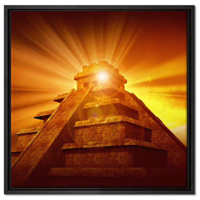 Prächtige Maya Pyramide auf Leinwandbild Quadratisch gerahmt Größe 60x60