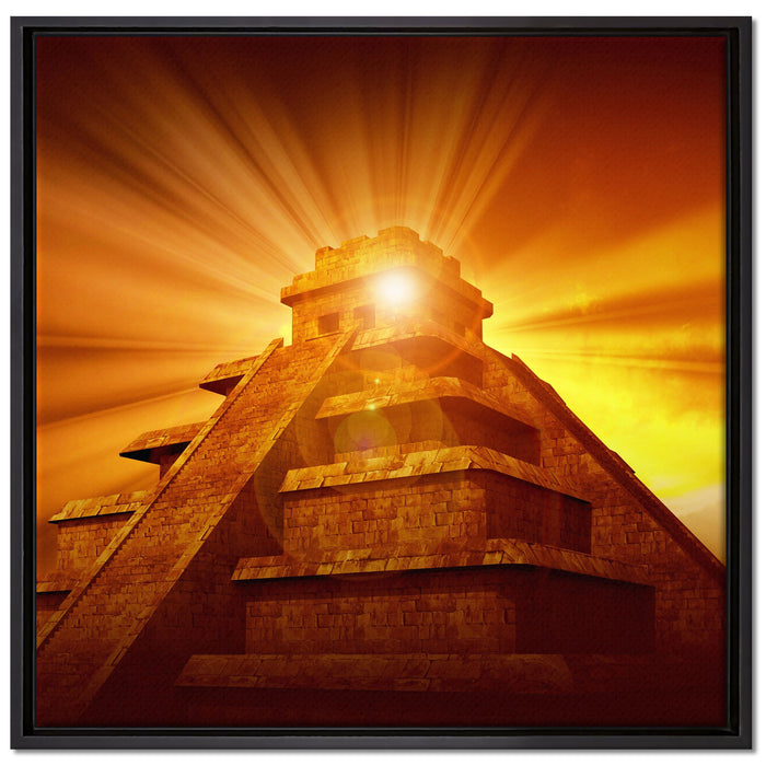 Prächtige Maya Pyramide auf Leinwandbild Quadratisch gerahmt Größe 70x70