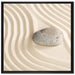 Steine in Sand mit Muster auf Leinwandbild Quadratisch gerahmt Größe 70x70