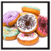 Leckere bunte Donuts auf Leinwandbild Quadratisch gerahmt Größe 60x60