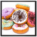 Leckere bunte Donuts auf Leinwandbild Quadratisch gerahmt Größe 70x70