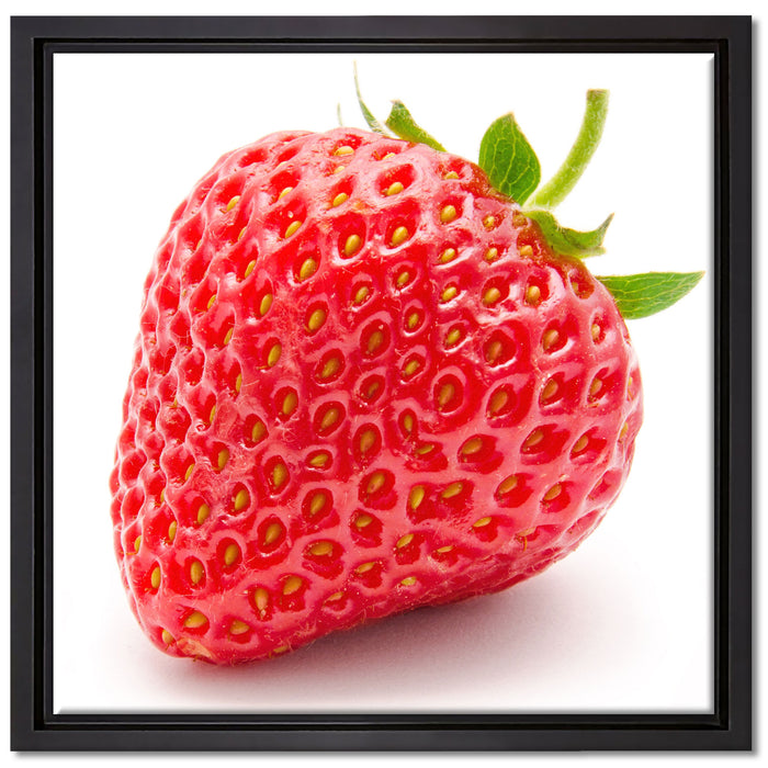 Leckere Erdbeere auf Leinwandbild Quadratisch gerahmt Größe 40x40