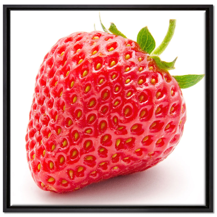 Leckere Erdbeere auf Leinwandbild Quadratisch gerahmt Größe 70x70