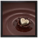 Goldherz fällt in Schokolade auf Leinwandbild Quadratisch gerahmt Größe 40x40
