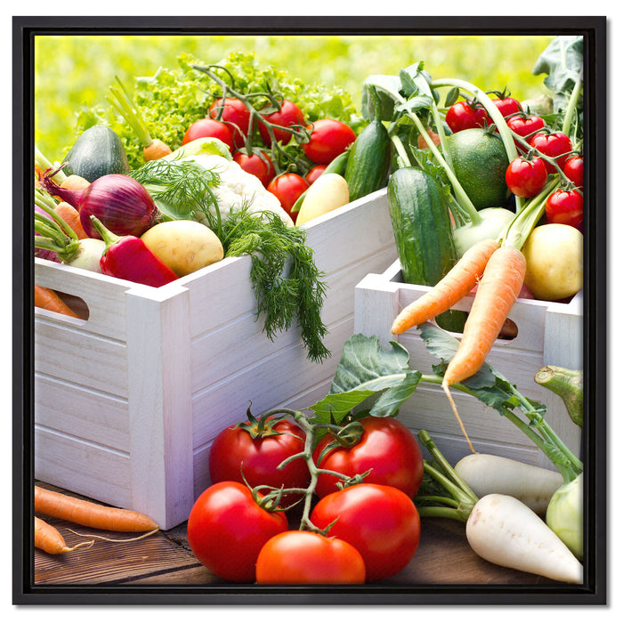 Knackiges frisches Gemüse auf Leinwandbild Quadratisch gerahmt Größe 60x60