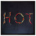 Chilis zu dem Wort Hot geformt auf Leinwandbild Quadratisch gerahmt Größe 60x60