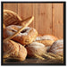 Korb mit leckerem frischen Brot auf Leinwandbild Quadratisch gerahmt Größe 70x70