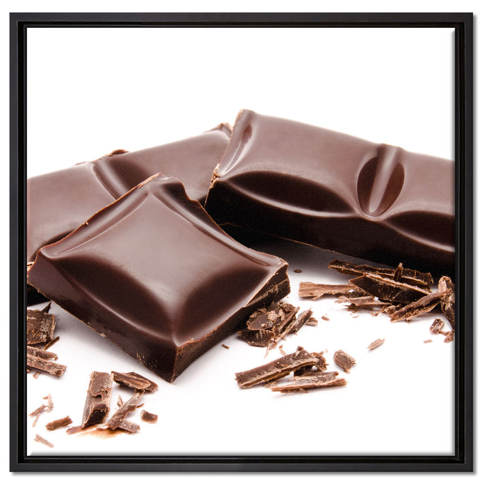 Leckere Tafel Schokolade auf Leinwandbild Quadratisch gerahmt Größe 60x60