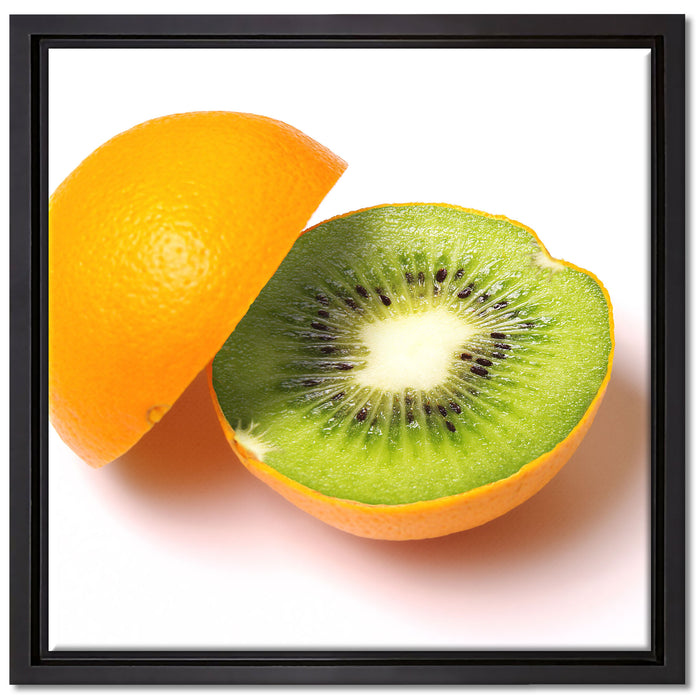 Leckere Kiwi mit Orangenschale auf Leinwandbild Quadratisch gerahmt Größe 40x40
