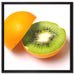 Leckere Kiwi mit Orangenschale auf Leinwandbild Quadratisch gerahmt Größe 60x60