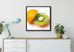 Leckere Kiwi mit Orangenschale auf Leinwandbild gerahmt Quadratisch verschiedene Größen im Wohnzimmer