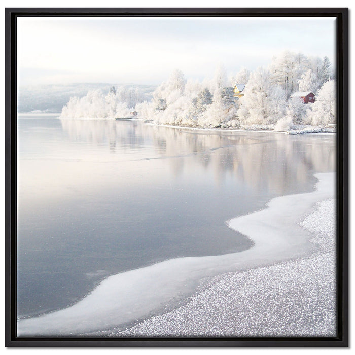 Atemberaubende Winterlandschaft auf Leinwandbild Quadratisch gerahmt Größe 70x70