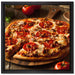 Pizza mit Salami und Tomaten auf Leinwandbild Quadratisch gerahmt Größe 40x40