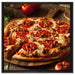 Pizza mit Salami und Tomaten auf Leinwandbild Quadratisch gerahmt Größe 60x60