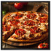 Pizza mit Salami und Tomaten auf Leinwandbild Quadratisch gerahmt Größe 70x70