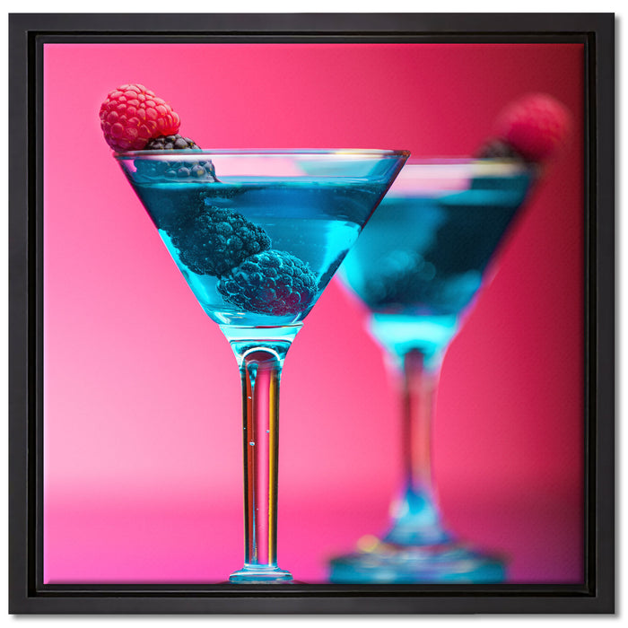 Cocktails mit Himbeeren auf Leinwandbild Quadratisch gerahmt Größe 40x40