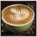 Cappucino zwischen Kaffeebohnen auf Leinwandbild Quadratisch gerahmt Größe 70x70