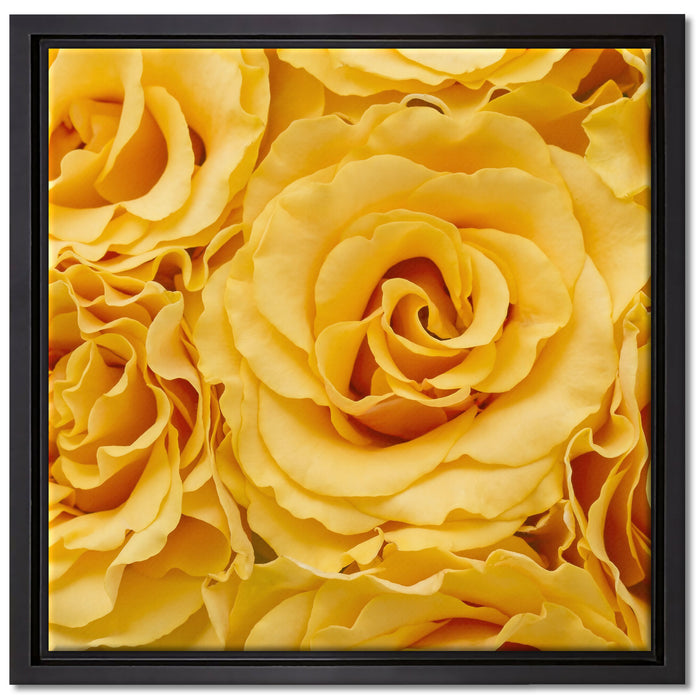 Wunderschöne gelbe Blüten auf Leinwandbild Quadratisch gerahmt Größe 40x40