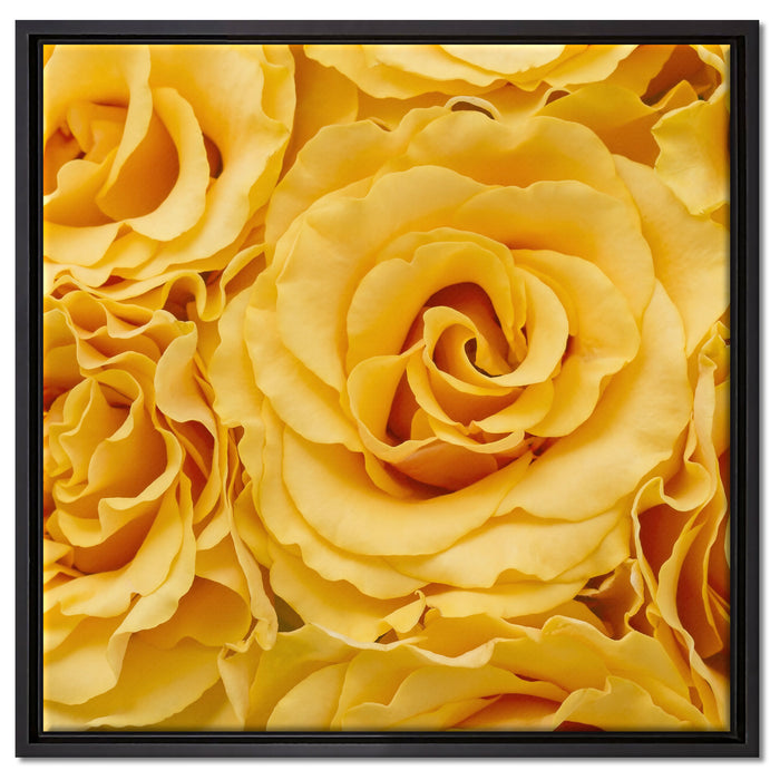 Wunderschöne gelbe Blüten auf Leinwandbild Quadratisch gerahmt Größe 60x60