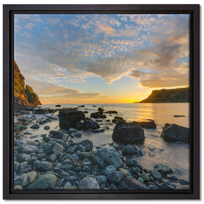 Felsen am Strand auf Leinwandbild Quadratisch gerahmt Größe 40x40