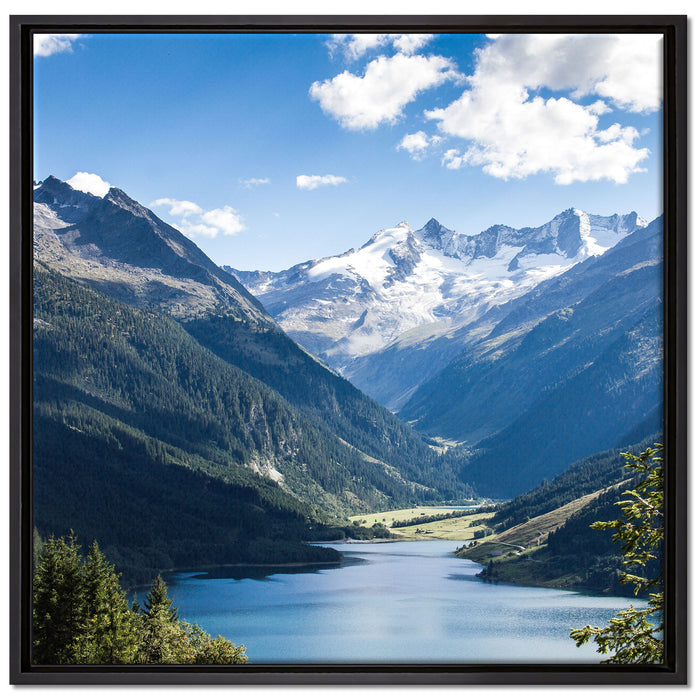 See an Bergen auf Leinwandbild Quadratisch gerahmt Größe 70x70