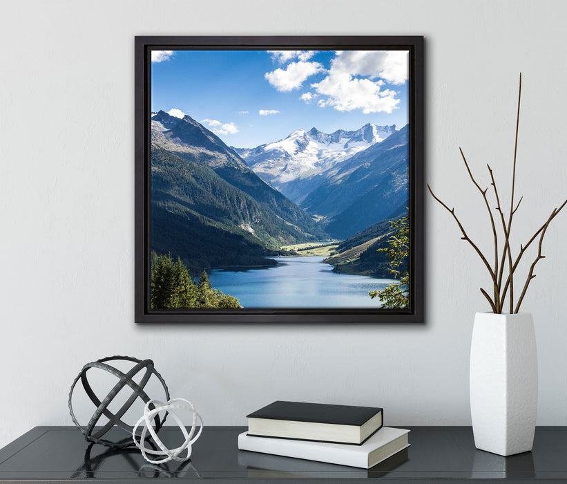 See an Bergen  auf Leinwandbild Quadratisch gerahmt mit Kirschblüten