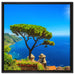 baum am blauen meer auf Leinwandbild Quadratisch gerahmt Größe 60x60