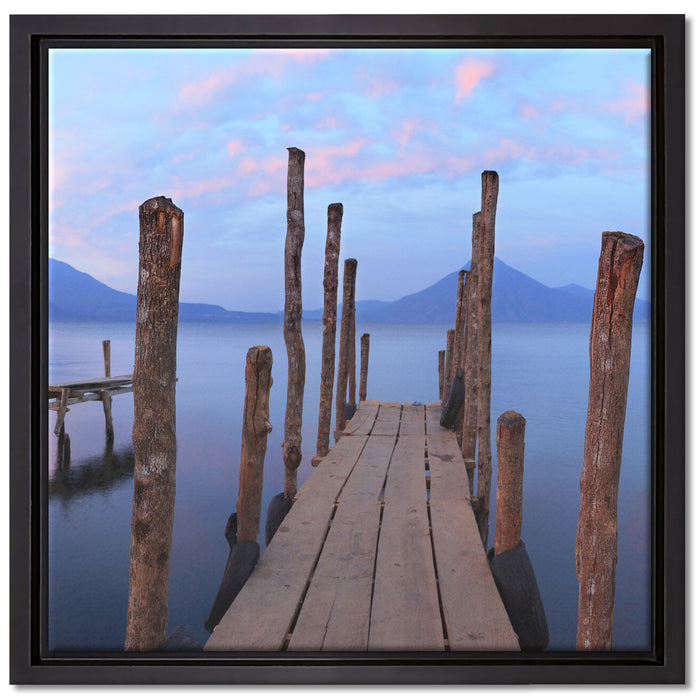 Holz im Wasser auf Leinwandbild Quadratisch gerahmt Größe 40x40