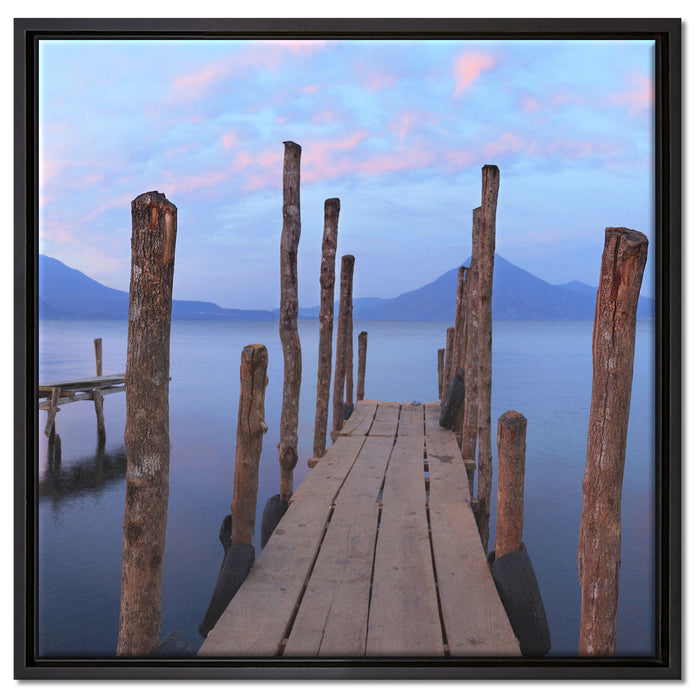 Holz im Wasser auf Leinwandbild Quadratisch gerahmt Größe 60x60