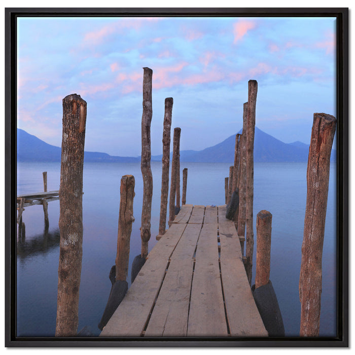 Holz im Wasser auf Leinwandbild Quadratisch gerahmt Größe 70x70