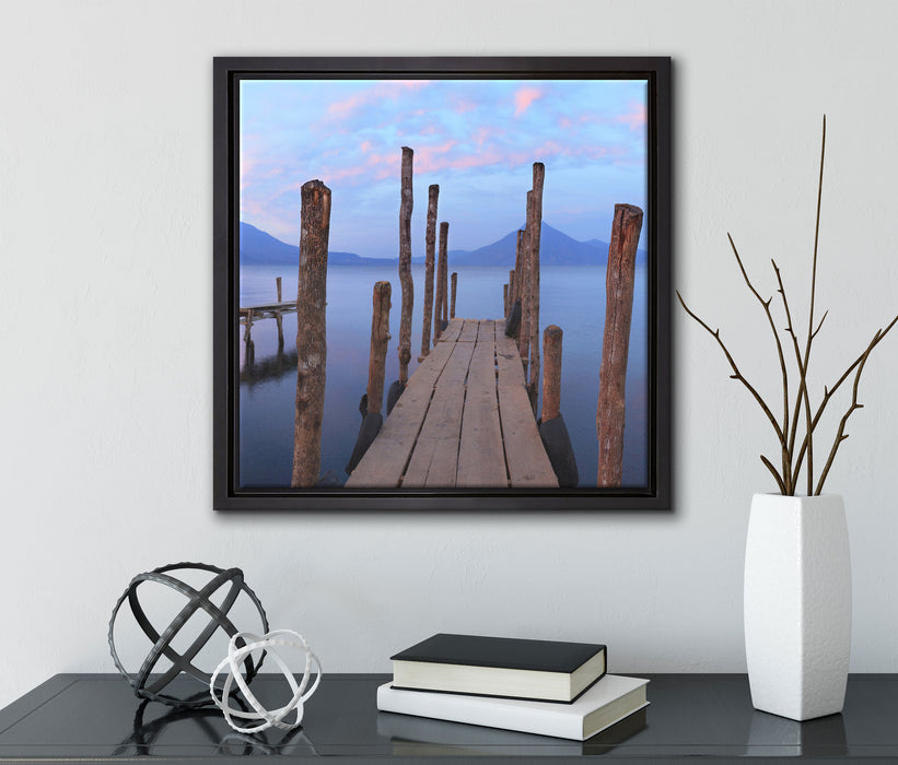 Holz im Wasser  auf Leinwandbild Quadratisch gerahmt mit Kirschblüten