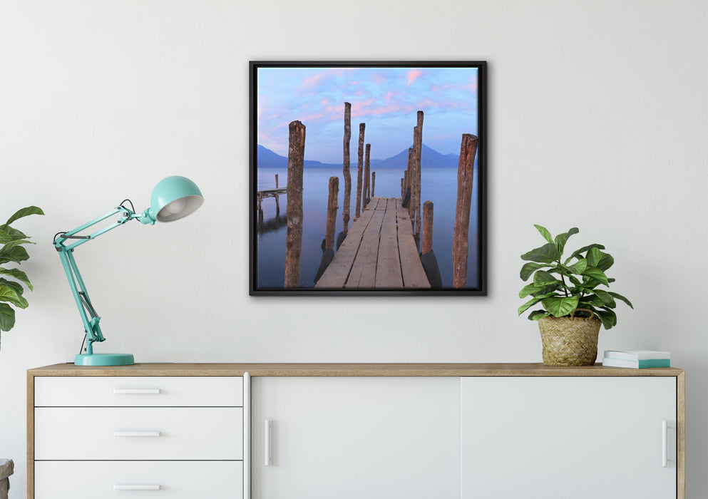 Holz im Wasser auf Leinwandbild gerahmt Quadratisch verschiedene Größen im Wohnzimmer