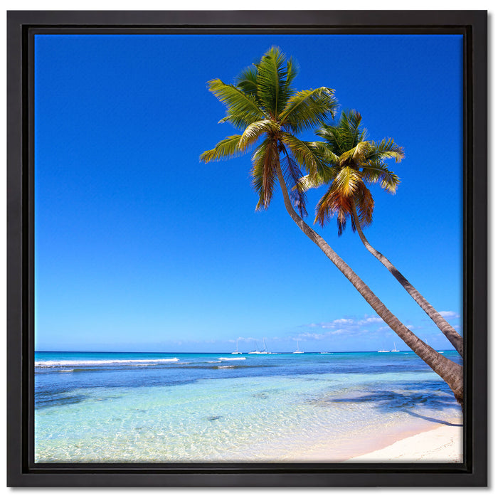 Palmen am Strand auf Leinwandbild Quadratisch gerahmt Größe 40x40