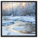 Bach in Winterlandschaft auf Leinwandbild Quadratisch gerahmt Größe 60x60
