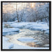 Bach in Winterlandschaft auf Leinwandbild Quadratisch gerahmt Größe 70x70