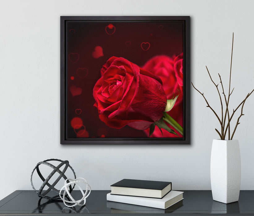 Rosen  auf Leinwandbild Quadratisch gerahmt mit Kirschblüten