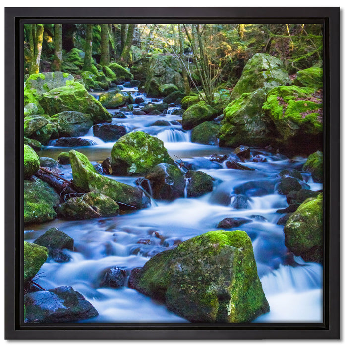 Wilder Bach auf Leinwandbild Quadratisch gerahmt Größe 40x40