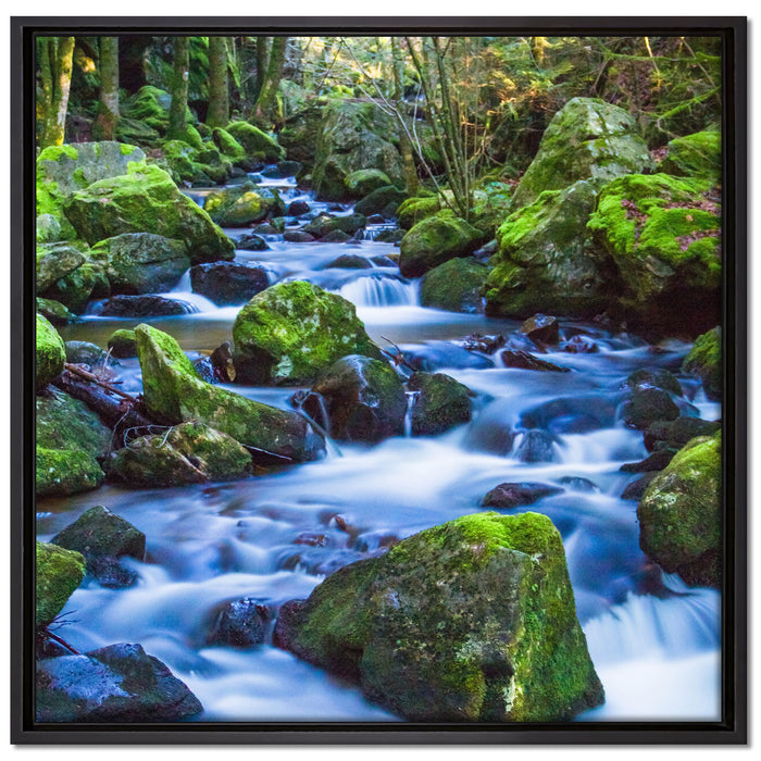 Wilder Bach auf Leinwandbild Quadratisch gerahmt Größe 70x70
