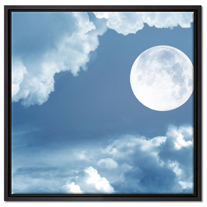 Vollmond auf Leinwandbild Quadratisch gerahmt Größe 60x60