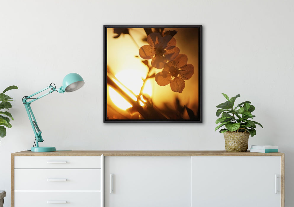 Blüten am Baum auf Leinwandbild gerahmt Quadratisch verschiedene Größen im Wohnzimmer