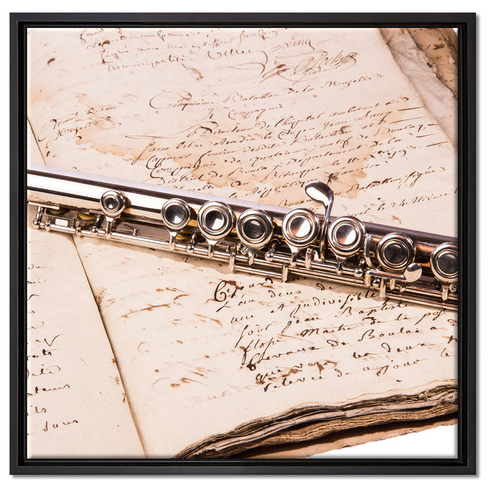 Querflöte auf Leinwandbild Quadratisch gerahmt Größe 60x60